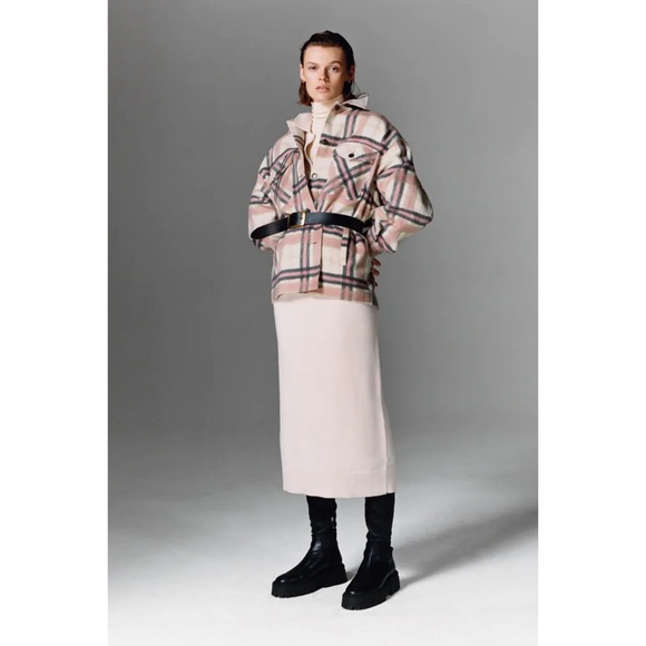 Zara wool blend check overshirt Clearance